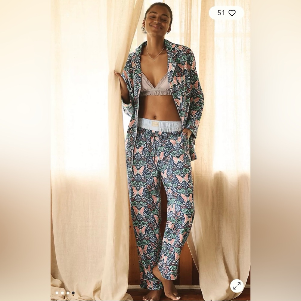 Printfresh x Anthropologie Butterfly Organic Cotton Pajama Top Shirt M - Picture 4 of 12